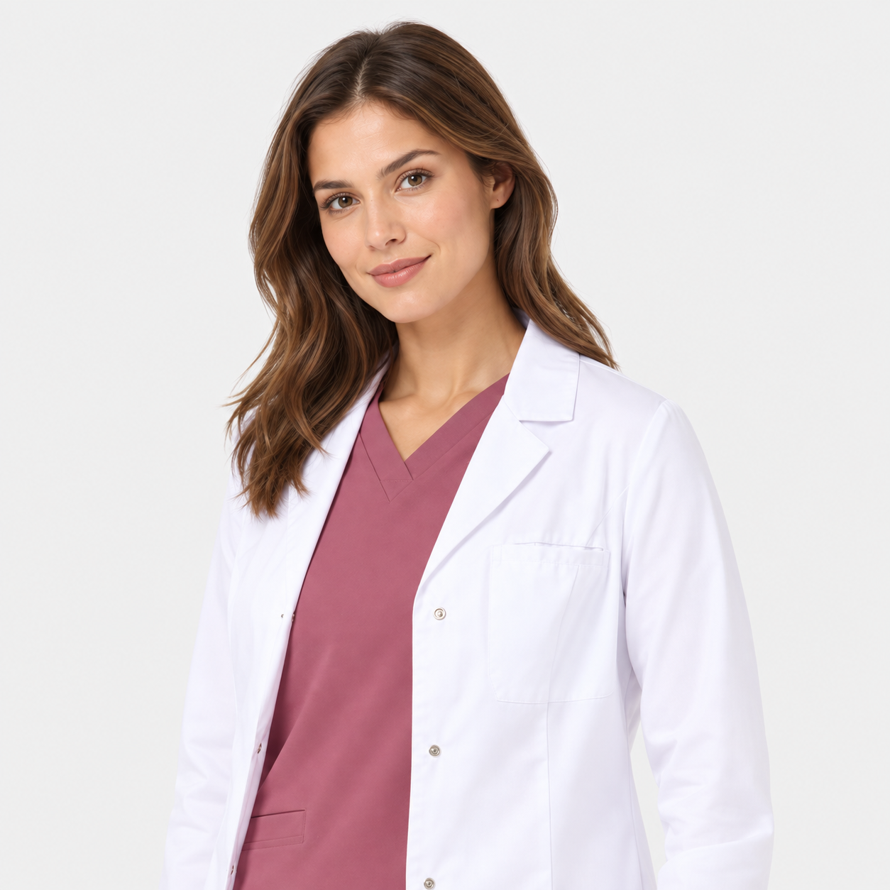 Bata médica de mujer larga Mia, color blanco, foto