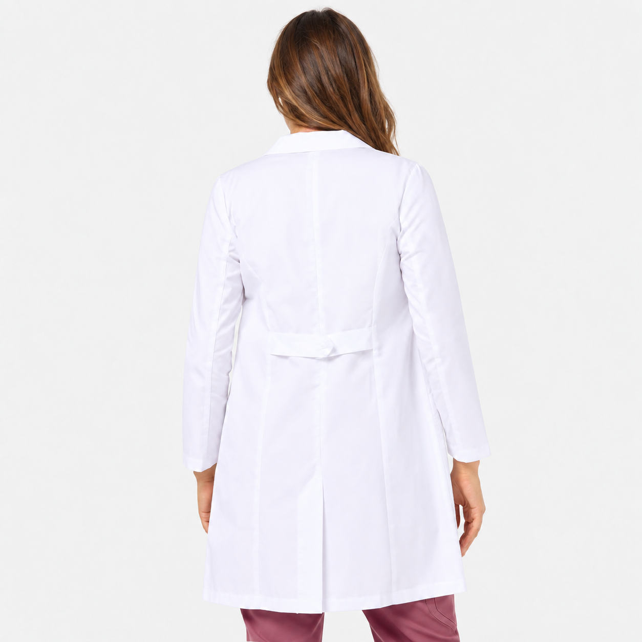 Bata médica de mujer larga Mia, color blanco, espalda