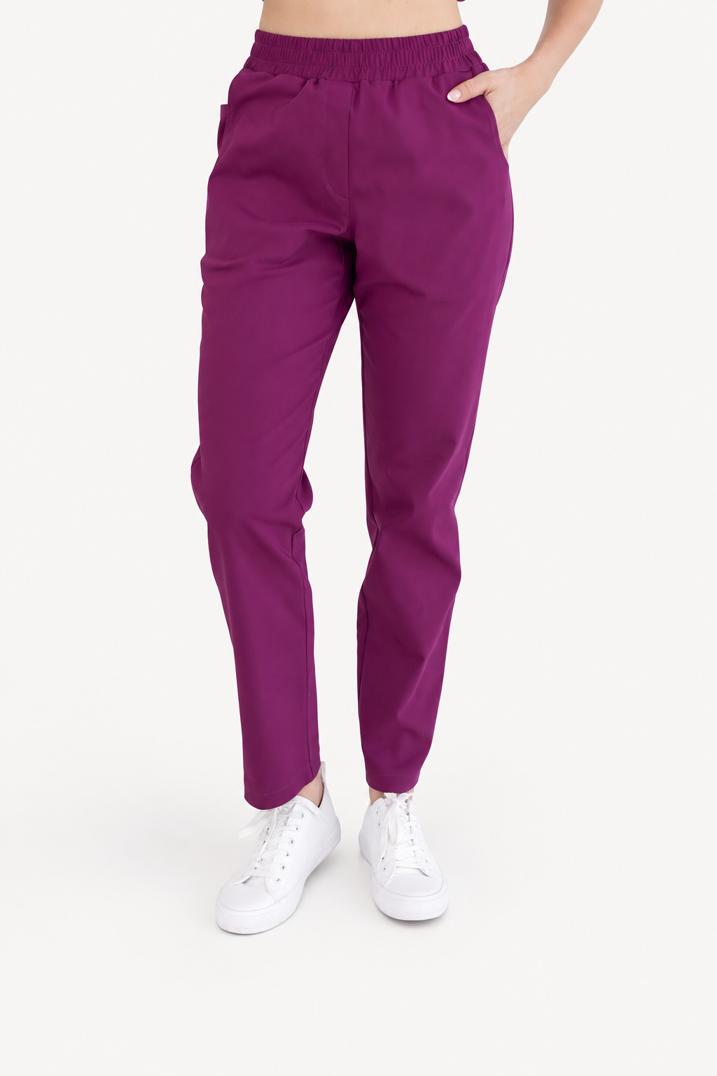 Pantalón médico de mujer recto Maya, color ciruela, foto