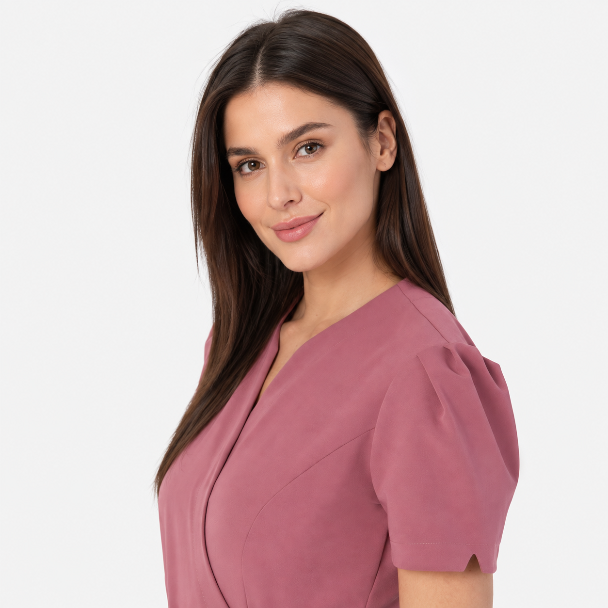 Túnica médica de mujer cruzada Cleo, color rosa viejo, foto