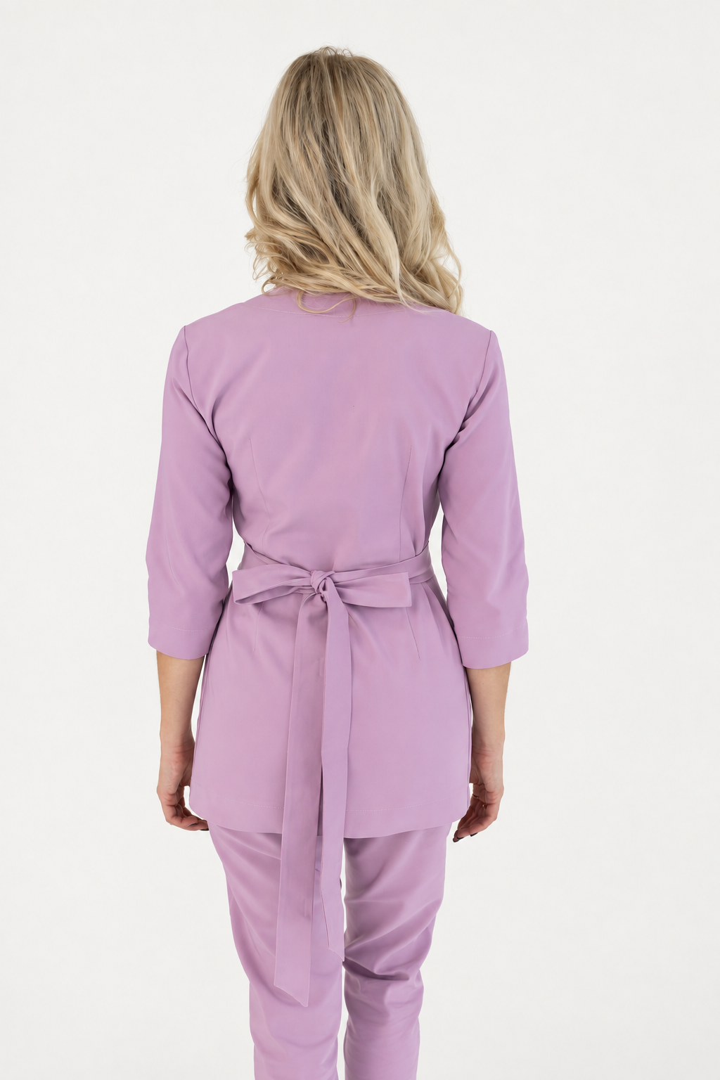 Túnica médica de mujer cruzada Ana, color rosado, espalda
