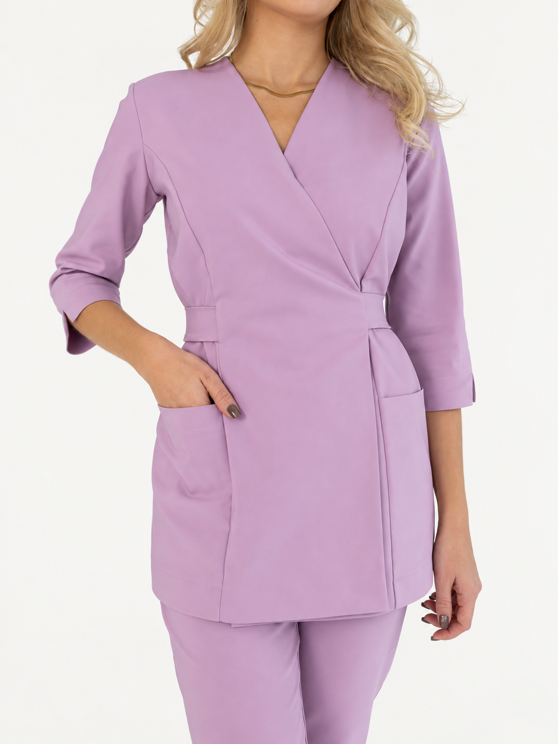 Túnica médica de mujer cruzada Ana, color rosado, foto
