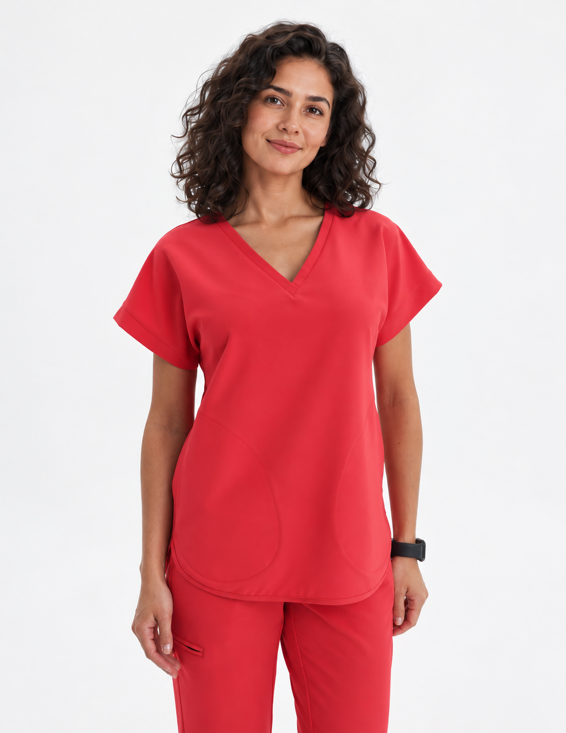 Blusa médica de mujer kimono Kaja, color rojo, frente