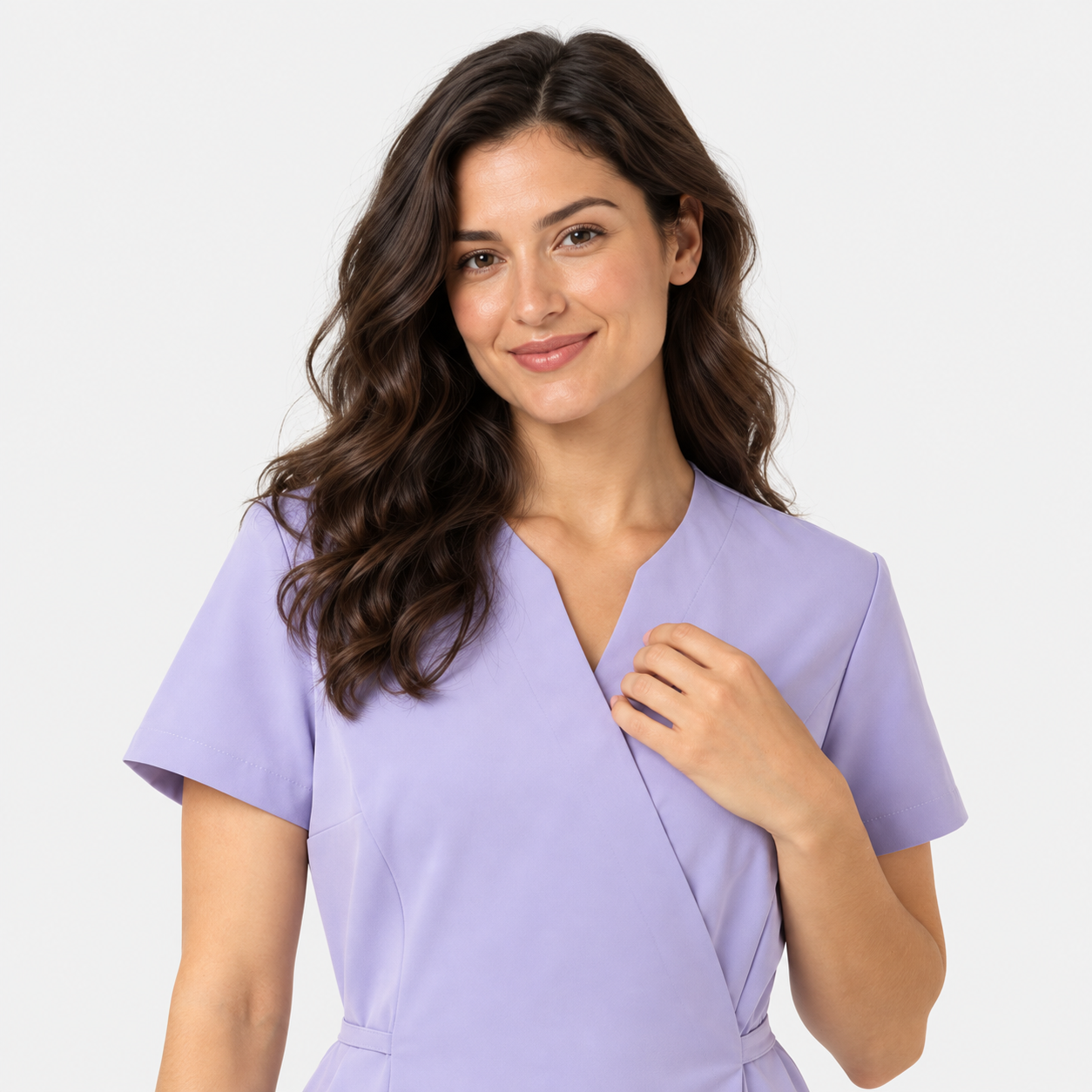 Túnica médica de mujer cruzada Nela, color lila, foto